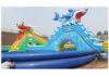 0.9MM PVC Tarpaulin Big Dragon / Shark Inflatable Water Park With Large Blue Swimming Pool