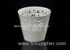 Customize Tealight Ceramic Candle Holder With Hollow Flower Pattern