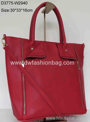 Fashion magnetic clasp handbag/Ladies bag/PU red tote bag