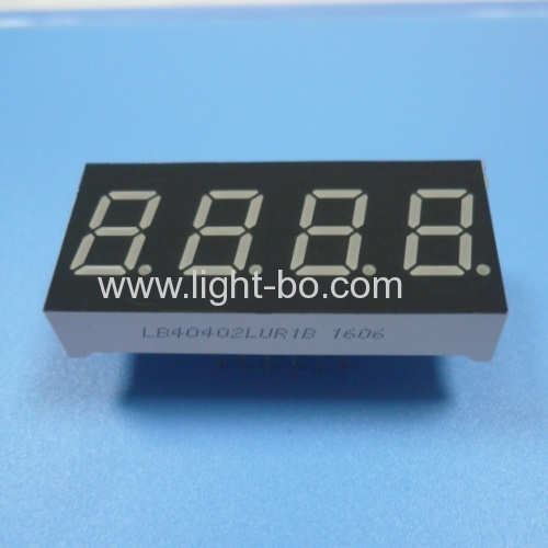 Ultra Red 4 digit 0.4" 7 segment led display common cathode for temperature humidity indicator