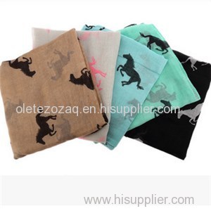 Polyester Scarf With Animal Printed