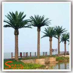 Giant Trunk Art Plants Green Leaves Artificial Date Palm Tree in Fiberglass for lanscaping decoration