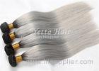 Silver Grey Ombre Human Hair Extensions Unprocessed Straight Virgin Hair