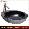 Natural granite vessel sink with faucet mount wash basin