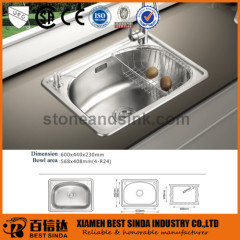 Single bowl above counter stainless steel sink