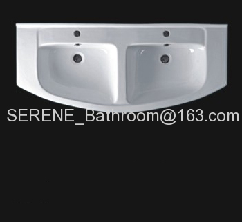 Ceramic white color double and bathroom furniture wash basin