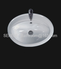 Sanitary ware ceramic white oval counter top wash basin