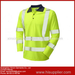 hi vis reflective safety t shirt fluo yellow working safety t shirt wholesale long polo t shirt
