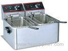 5.5 Liters 2 Tanks Dual Basket Deep Fryer 50 - 300 Degree CE Certification