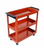 Heavy Duty Three Tier Steel Shelf Utility Cart (Red) Used As Shop or Auto Detailing Cart