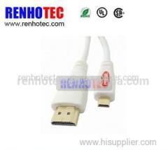 standard to mini hdmi white cable