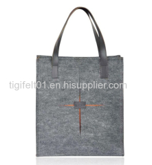 felt tote with hand-stithed trim