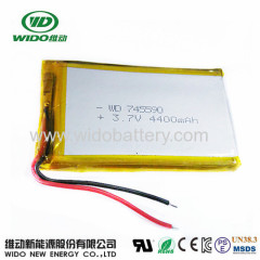 745590 3.7v li battery 3.7V 4400mAh lithium polymer Batterie ul battery rohs ce cqc un