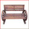 Antique Outdoor Wooden Bench Wagon Wheel Armrests