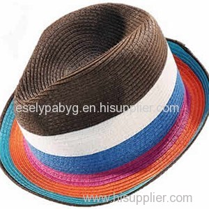 Straw Fedora Hats with Braid and Ribbon