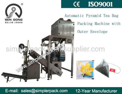 Automatic Nylon Pyramid English Jasmine Tea Bag Packing Machine with Outer Envelope