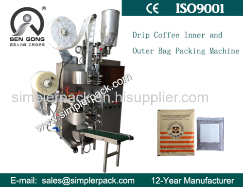 Malaysia Ipoh White Drip Coffee Bag Packing Machine with Outer Envelope