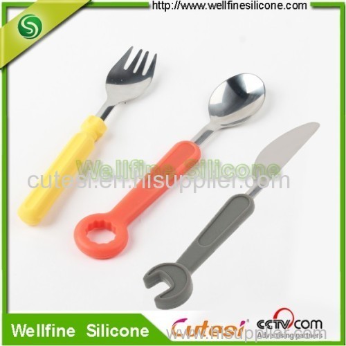 3 pcs tooling silicone tableware sets silicone fork spoon knife sets