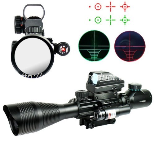 4-12X50EG Tactical Rifle Scope with Dot Sight & Red Laser