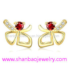 Gold Plated Costume Fashion Zircon Jewelry Woman Earrings