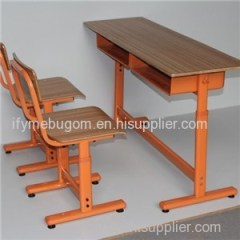 Plywood Double Height Adjustable School Desk And Chair