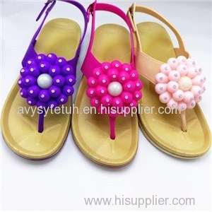 Outdoor Beach Open-toed Women Footwear Breathable Flowers PVC Flat Lady Sandals