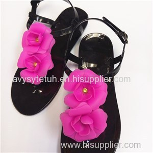 Ladies Flowers Fancy Pvc Sandals Cute Open-toed Breathable Good Quality Sandals