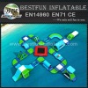 Inflatable floating water park with obstacles