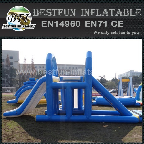 Large floating inflatable water park slides