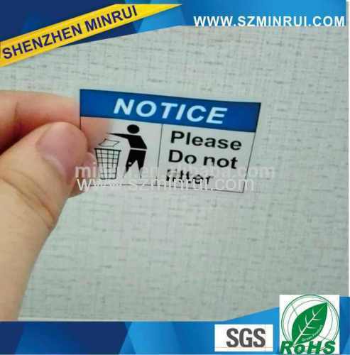 Custom transparent destructible security sticker or Clear Breakable Security Seal Stickers