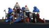 Attractive children used outdoor playground equipment with climber slide