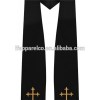 Traditional Choir Stole With Embroidery Cross - Black