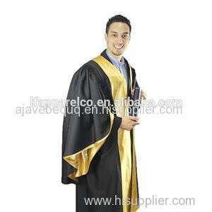 Doctoral Gown-Black Color Polyester With Gold Satin