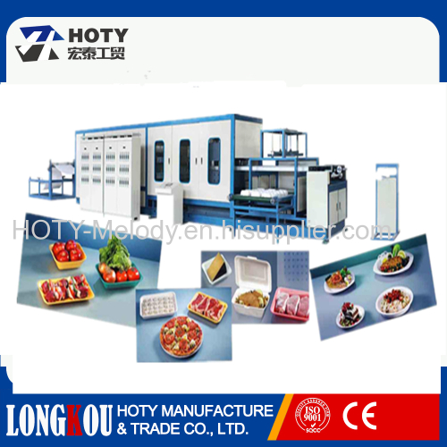 Disposable PS foam fastfood container making line/EPS foam food box vacuum thermoforming machinery