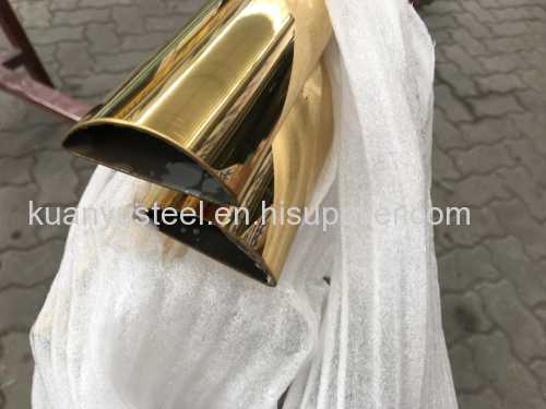 China pipe Maker 316 stainless steel tube with D shape gold 25*25