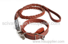 Cowhide Dog Collar & Leash set