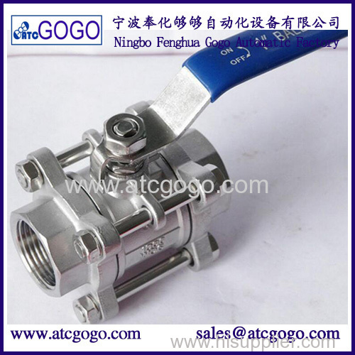 High quality three stainless steel switch ball valve 1/2 inch BSP female thread SS304 2 way water ball valve