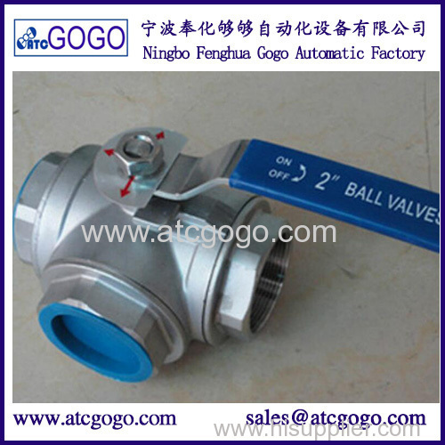 stainless steel switch ball valve 2 inch BSP female thread SS304 3 way water ball valve