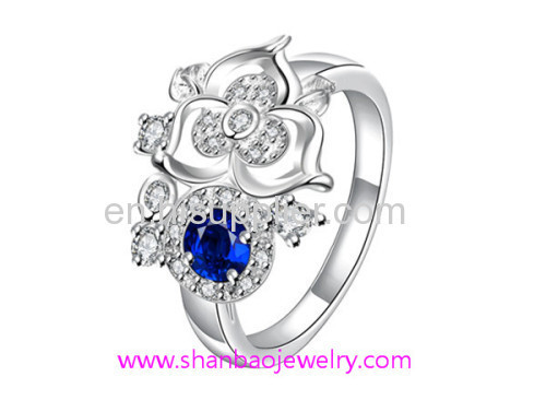 Shanbao Jewelry Imitation Jewelry Silver Plated Fashion Costume Zircon Rings