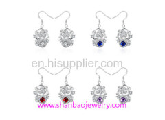 Shanbao Jewelry Imitation Jewelry Silver Plated Fashion Costume Zircon Jewelry Earrings