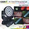 Professional led stage lighting equipment / 36x10W RGBW Led Moving Head Wash Zoom
