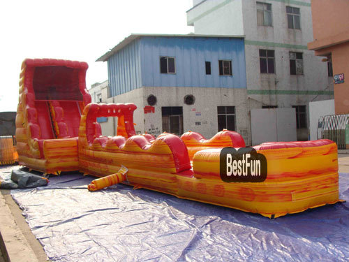 Inflatable outdoor swing slide combination