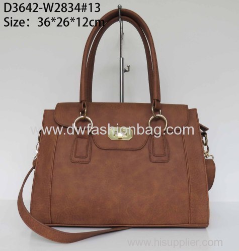 Brown handbag/PU fabric lady hand bag