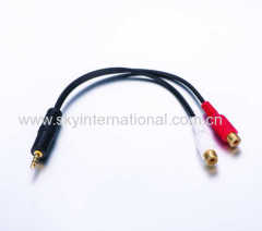 3.5MM Male to 2 RCA Female Aux Cable Adapter