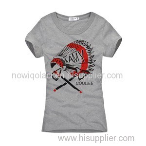 100% Cotton O Neck Silk Screen Printing Women T Shirt