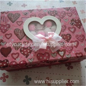 Custom Designed Rectangle Candies Package Gift Box With Heart PVC Window
