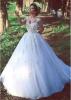 Tulle V-neck Neckline Ball Gown Wedding Dresses With Lace Appliques