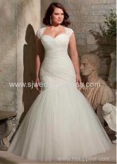 Tulle Sweetheart Neckline Natural Waistline Mermaid Plus Size Wedding Dress With Detachable Jacket