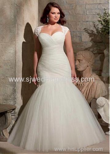 Tulle Sweetheart Neckline Natural Waistline Mermaid Plus Size Wedding Dress With Detachable Jacket