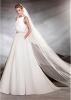 Satin Bateau Neckline A-line Wedding Dresses With Beadings
